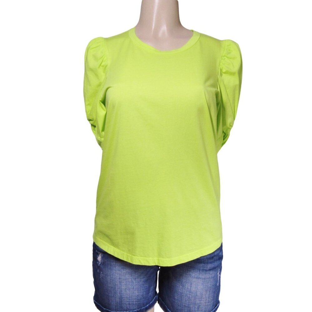 A.L.C. NWT S/P  Kati CHARTREUSE Lime Green PUFF SLEEVE Top Neon Minimalist